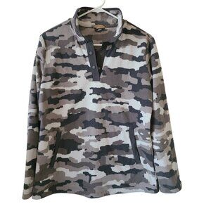 Duluth US Men's Size S Quarter Snap Fleece Pullover Sweater Grey Camoflage